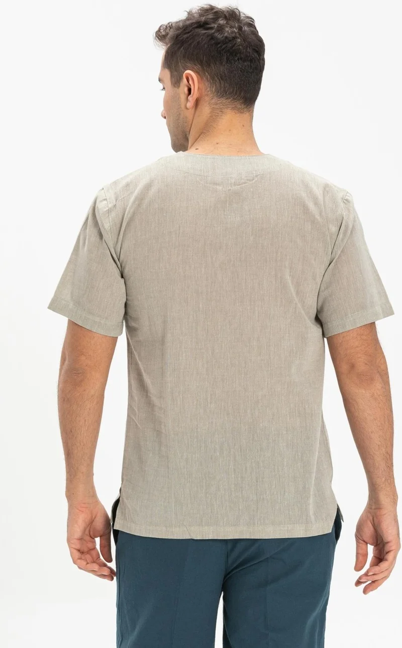اليش شيل بيزي Eliş Şile Cloth Short Sleeve Şile Cloth Cycling Collar Men's T-Shirt Taş