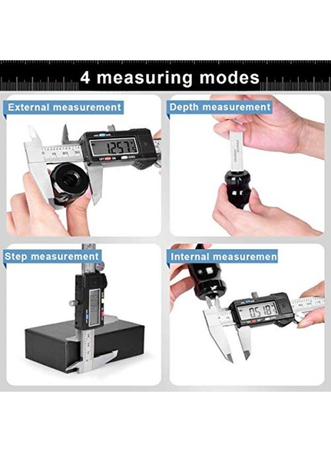 Caliper Measuring Tool, Vernier Digital Caliper Stainless Steel 6 Inch/150mm, Digital Micrometer Waterproof, Easy Switch from Inch to Millimeter, Large LCD Screen - Image 3