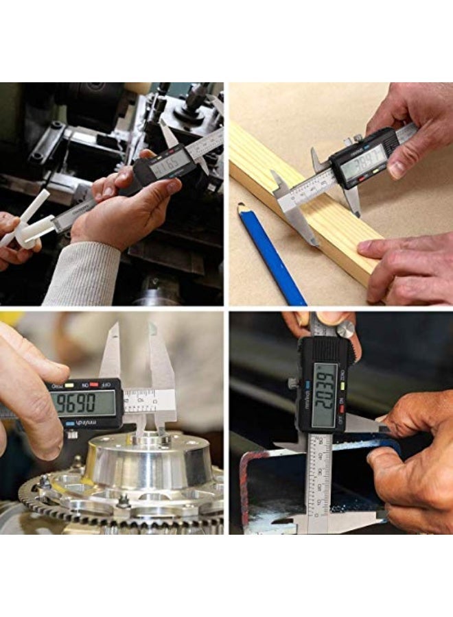 Caliper Measuring Tool, Vernier Digital Caliper Stainless Steel 6 Inch/150mm, Digital Micrometer Waterproof, Easy Switch from Inch to Millimeter, Large LCD Screen - Image 4