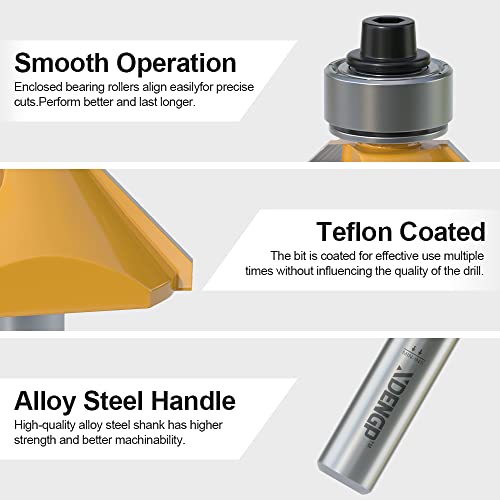 XDENGP 45 Degree Chamfer Router Bit with 3/4 Inch Cutting Length,1/2 Inch Shank Carbide Edge Forming Bevel Router Bit with Bearing, Chamfer Bit Miter Angle Milling Cutters Tool - Image 3