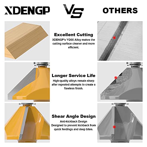 XDENGP 45 Degree Chamfer Router Bit with 3/4 Inch Cutting Length,1/2 Inch Shank Carbide Edge Forming Bevel Router Bit with Bearing, Chamfer Bit Miter Angle Milling Cutters Tool - Image 4