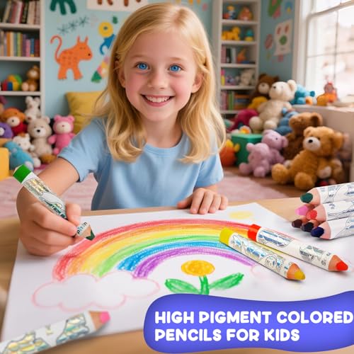 ThEast Stocking Stuffers for Kids, 8 Jumbo Toddlers Colored Pencils, Cute Animal Toddlers Crayons Coloring Pencil with Sharpener, Pre-Sharpened - Image 5