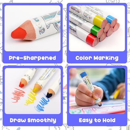 ThEast Stocking Stuffers for Kids, 8 Jumbo Toddlers Colored Pencils, Cute Animal Toddlers Crayons Coloring Pencil with Sharpener, Pre-Sharpened - Image 2