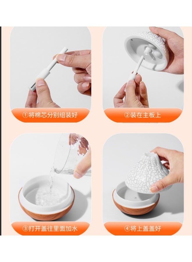 مرطب ومنقي هواء منزلي مع إضاءة ليلية محيطية بثلاثة ألوان، قاعدة بتصميم خشبي - Image 3