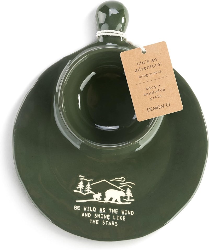 DEMDACO DEMDACO Wild As The Wind Mountain Green 9 inch Ceramic Stoneware Soup and Sandwich Plate  - Image 4