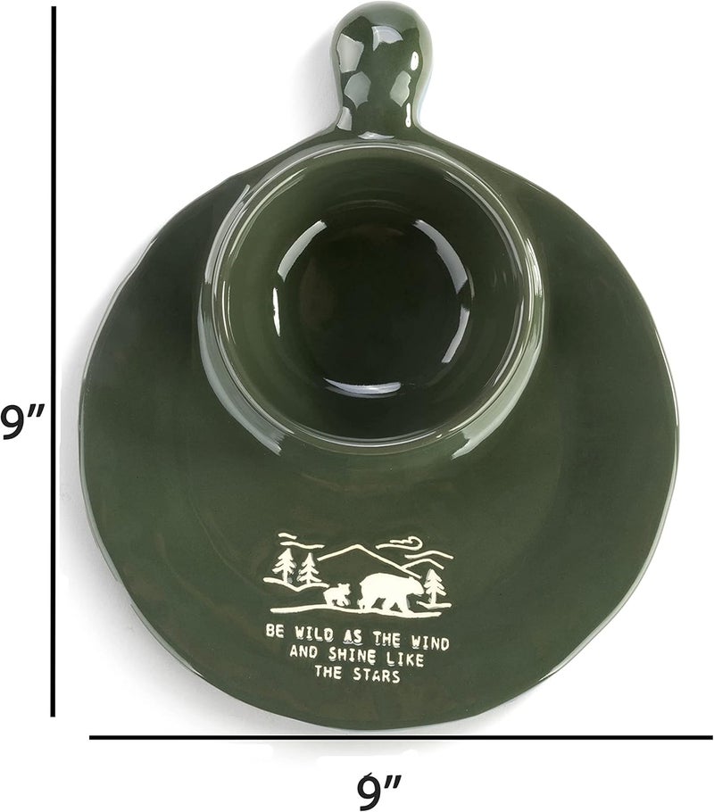 DEMDACO DEMDACO Wild As The Wind Mountain Green 9 inch Ceramic Stoneware Soup and Sandwich Plate  - Image 5