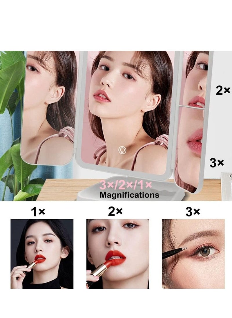 ELTRAZONE LED Makeup Mirror with 3 Color Lighting Modes, 52 LED Trifold Mirror, 1x/2x/3x Magnification, Touch Control Design, Portable High Definition Cosmetic Lighted Up Mirror - Perfect for Makeup, Skincare & Beauty - Image 3