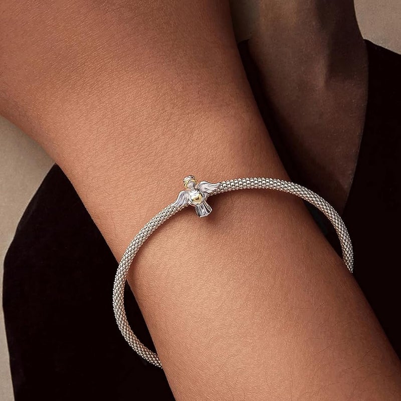 WOSTU Love Angle Charms 925 Sterling Silver Love Heart Hand in Hand Angle four Leave Clover Baby Feet Charms for Women - Image 3
