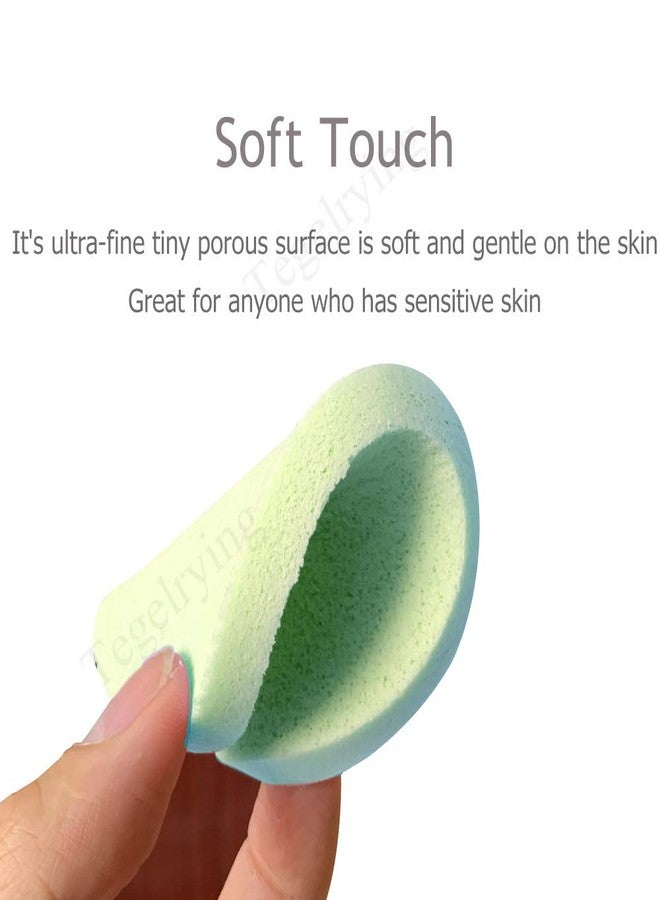 Tegelrying Facial Sponge Compressed,60 Pcs PVA Professional Makeup Removal Wash Round Face Sponges Spa Pads Exfoliating Cleansing for Women,Green - Image 3