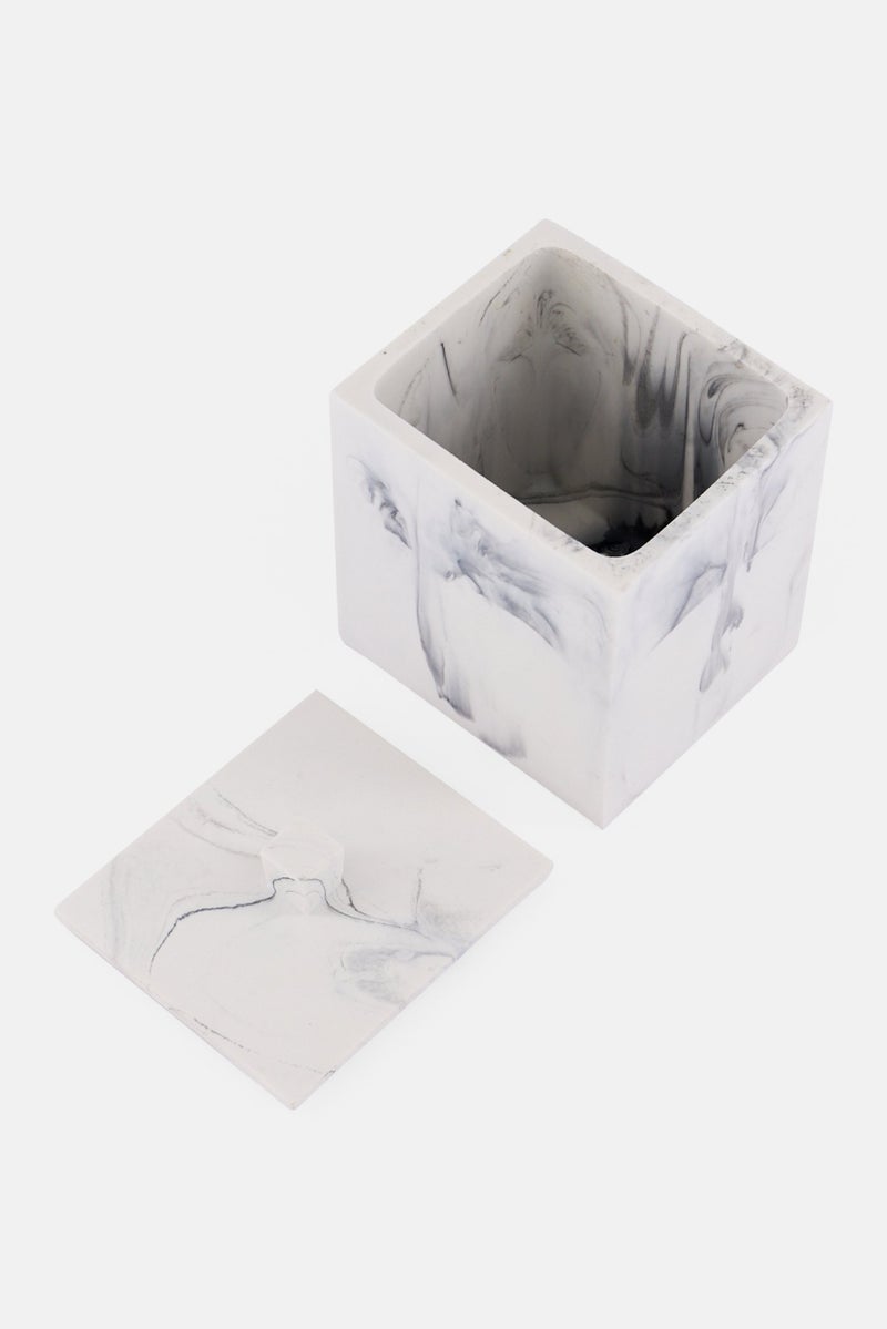 AMG Marble Cotton Ball Swab Holder, Grey - Image 3