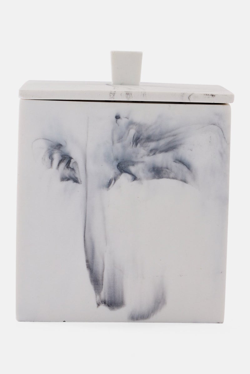 AMG Marble Cotton Ball Swab Holder, Grey - Image 1