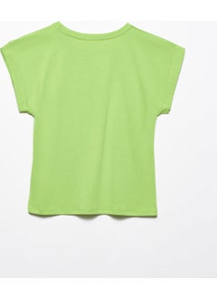Dilvin 3504 Crew Neck Combed Cotton Blouse-Light Green  - Image 2