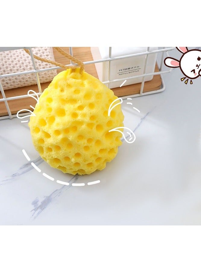 إسفنجة استحمام على شكل قرص العسل، كرة استحمام، كرة استحمام، مقشر للجسم (أصفر) - Image 1