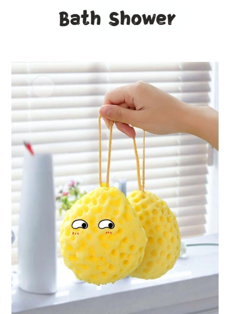 إسفنجة استحمام على شكل قرص العسل، كرة استحمام، كرة استحمام، مقشر للجسم (أصفر) - Image 5