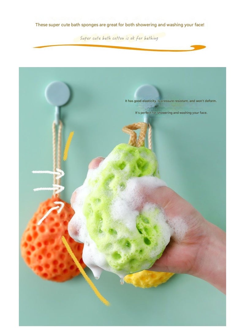 إسفنجة استحمام على شكل قرص العسل، كرة استحمام، كرة استحمام، مقشر للجسم (أصفر) - Image 3