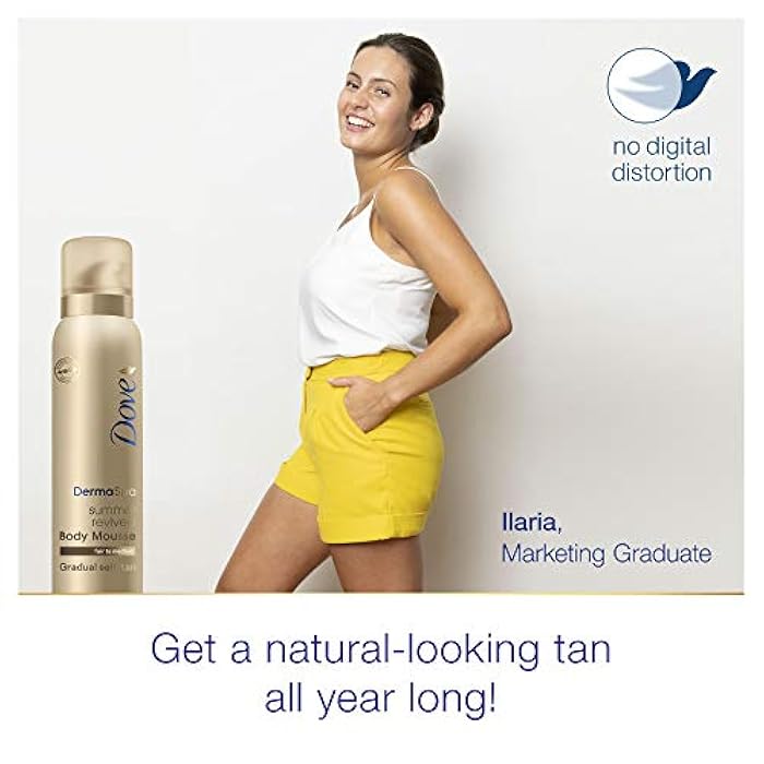 Dove DermaSpa Summer Revived Skin Gradual Fake Tan Body Mousse, Streak Free, For Fair to Medium, Unisex For Men And Women, 48 hour moisturisation, Holiday Essentials, Natural look Tan 150ml - Image 4