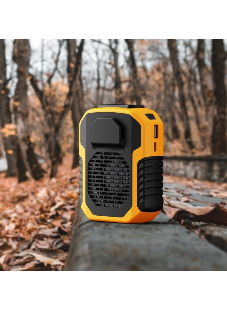 New 3-in-1 Portable Waist Clip Fan, 6200rpm motor, 7.5m/s super airflow, 32% stronger than others, dual-use as neck fan and waist belt fan, 6000mAh battery lasts for 16 hours, 2A fast charge, three-speed wind, can be used as a phone charging block, shock-absorbing and anti-drop, suitable for work/hiking/beach/fishing (orange).
