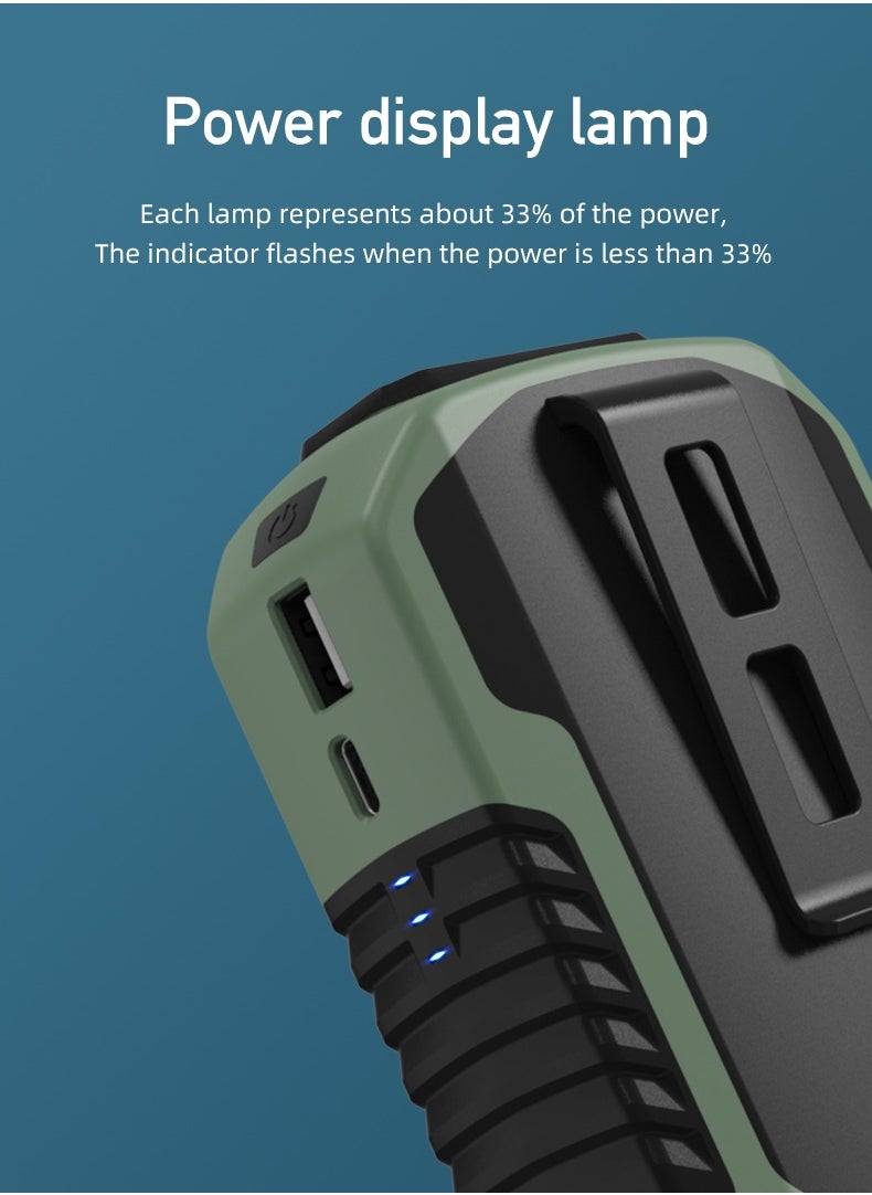 New 3-in-1 Portable Waist Clip Fan, 6200rpm motor, 7.5m/s super airflow, 32% stronger than others, dual-use as neck fan and waist belt fan, 6000mAh battery lasts for 16 hours, 2A fast charge, three-speed wind, can be used as a phone charging block, shock-absorbing and anti-drop, suitable for work/hiking/beach/fishing (orange).