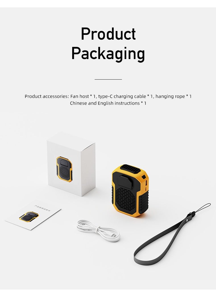 New 3-in-1 Portable Waist Clip Fan, 6200rpm motor, 7.5m/s super airflow, 32% stronger than others, dual-use as neck fan and waist belt fan, 6000mAh battery lasts for 16 hours, 2A fast charge, three-speed wind, can be used as a phone charging block, shock-absorbing and anti-drop, suitable for work/hiking/beach/fishing (orange).