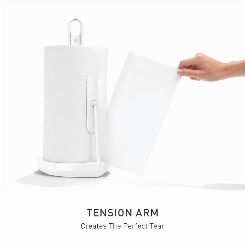 simplehuman Standing Paper Towel Holder with Spray Pump, White Stainless Steel - Image 3