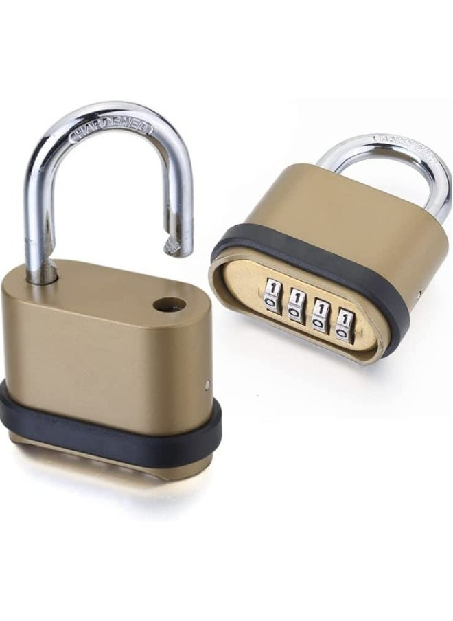 Generic Heavy Duty 4 Digit Combination Lock, Keyless Outdoor Security Padlock with Long Shackle, Ideal for Sheds, Lockers, Gyms, and Gates, Durable Brass Finish  - Image 1