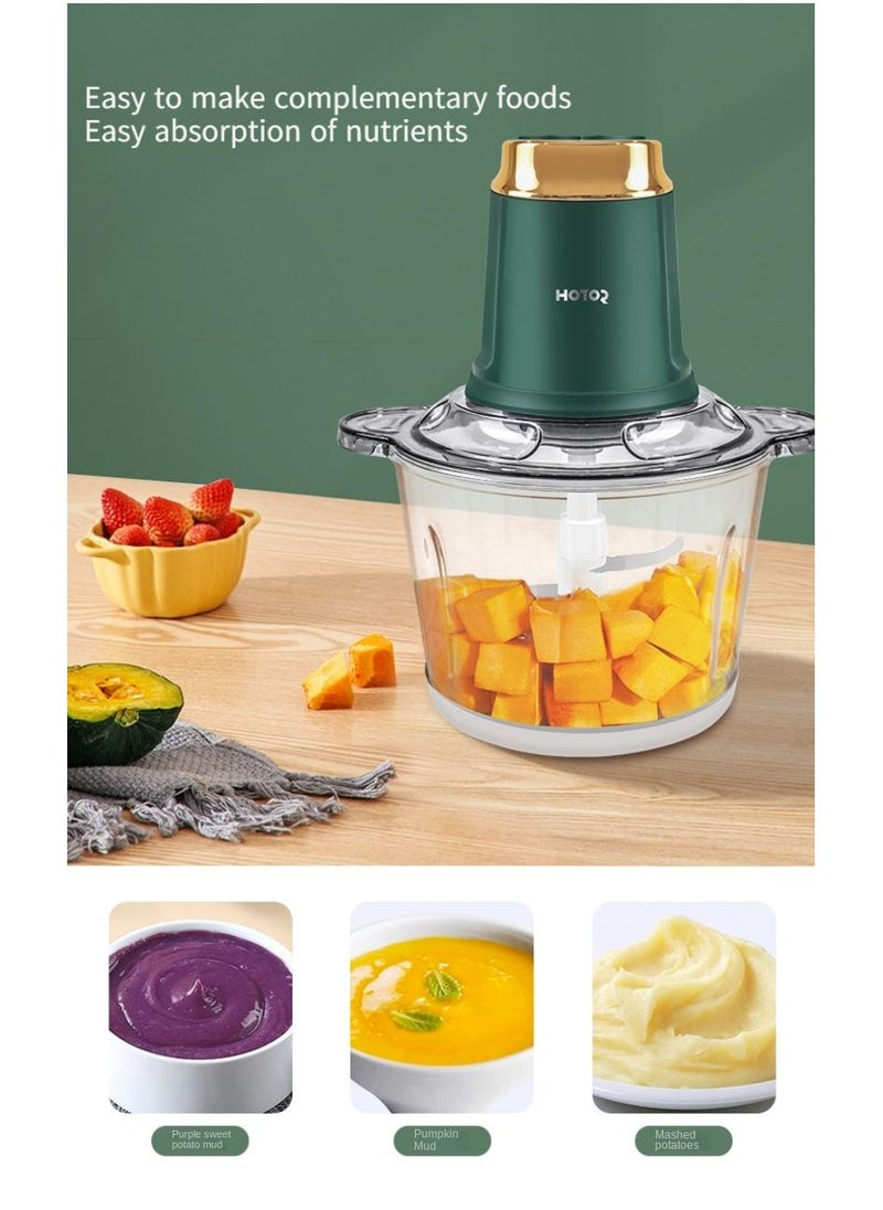 Food Processors 3L Electric Chopper Kitchen Blenders,Mini Blender Mixers Food Chopper Electric Grinder Mini Processors with Glass Bowl for Food,Meat,Vegetables,Fruits,Spice and Nuts with 2 Speed