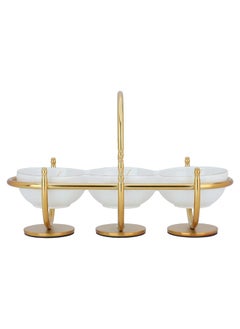 Alsaif Gallery A white divided circular serving plate engraved with a gold stand  - Image 1
