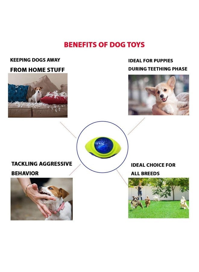 Interactive Led Ball Bouncy Chew Toys, Dumbbell Flashing Balls Teething Toys Indoor Interactive Dog Toys For Boredom | Assorted Rugby Balls (Pack Of 1) - Image 4