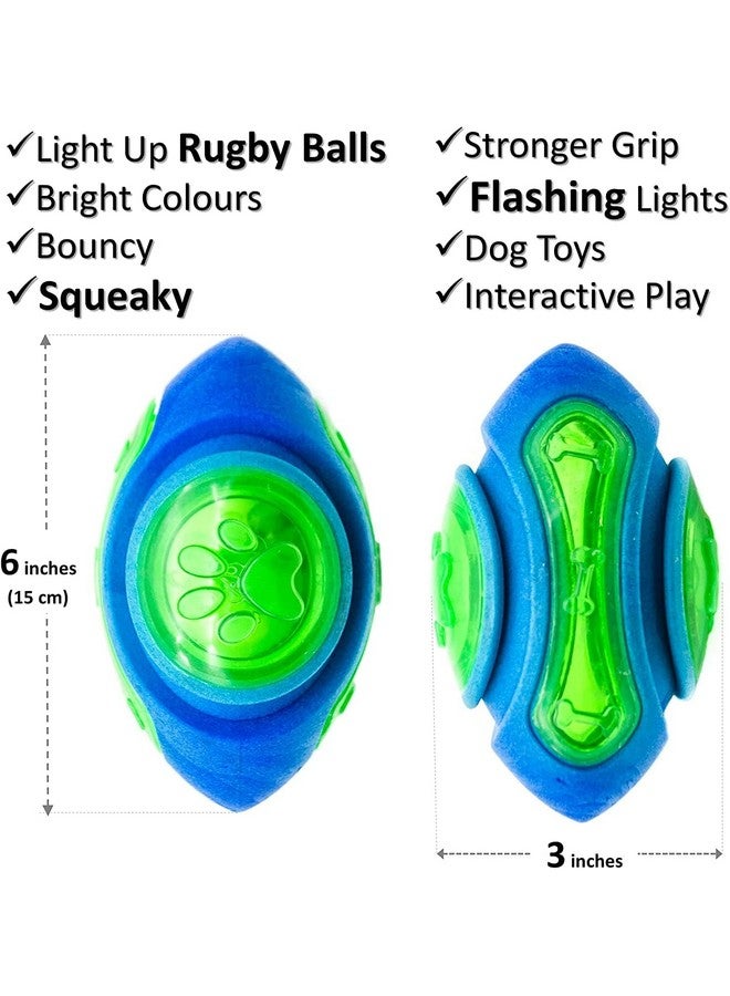 Interactive Led Ball Bouncy Chew Toys, Dumbbell Flashing Balls Teething Toys Indoor Interactive Dog Toys For Boredom | Assorted Rugby Balls (Pack Of 1) - Image 2