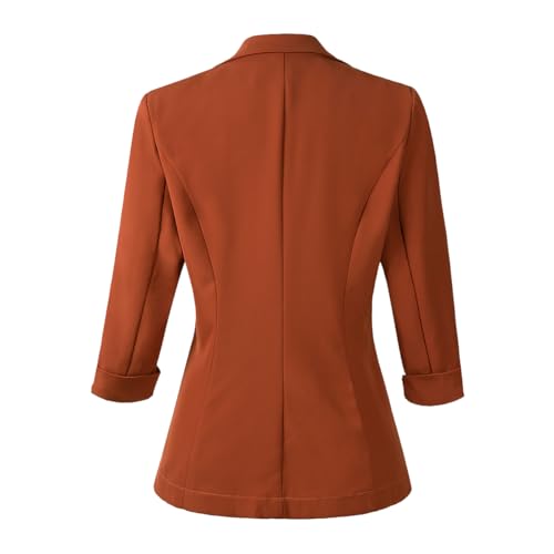 Beninos Womens Blazers 3/4 Sleeve Lightweight Office Work Blazer Jacket (1906 Orange, L) - Image 3