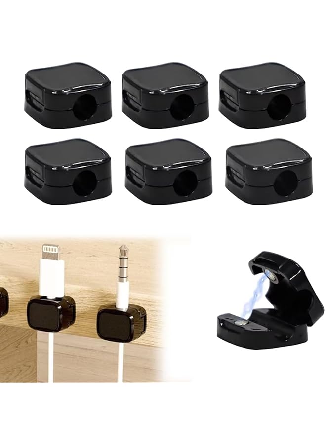 Green Tiger 6PCS Magnetic Cable Clips, Self Adhesive Magnetic Cord Organizer Cable Management, Power Cords USB TV Cables Holder Keeper Organizer, Hidden Charging Cable Storage Collector for Home Desk Office Car N - Image 1
