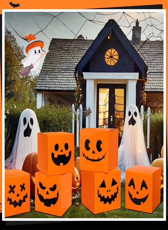 Zhanmai 6 Pcs Large Trunk or Treat Car Decoration Boxes 11.8 x 11.8 Inch Halloween Party Decoration for Halloween Party Decor Centerpiece Car Yard Decor(Orange,Cute Style - Image 5