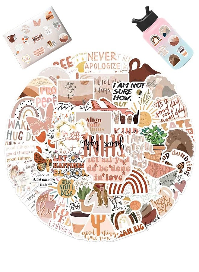 Vintage Inspirational Stickers 50Pcs, Boho Motivational Aesthetic Stickers for Women Adults Kids Teen Teachers, Retro Vinyl Waterproof Positive Decals for Laptop Water Bottles Phone Scrapbook Journal - Image 1