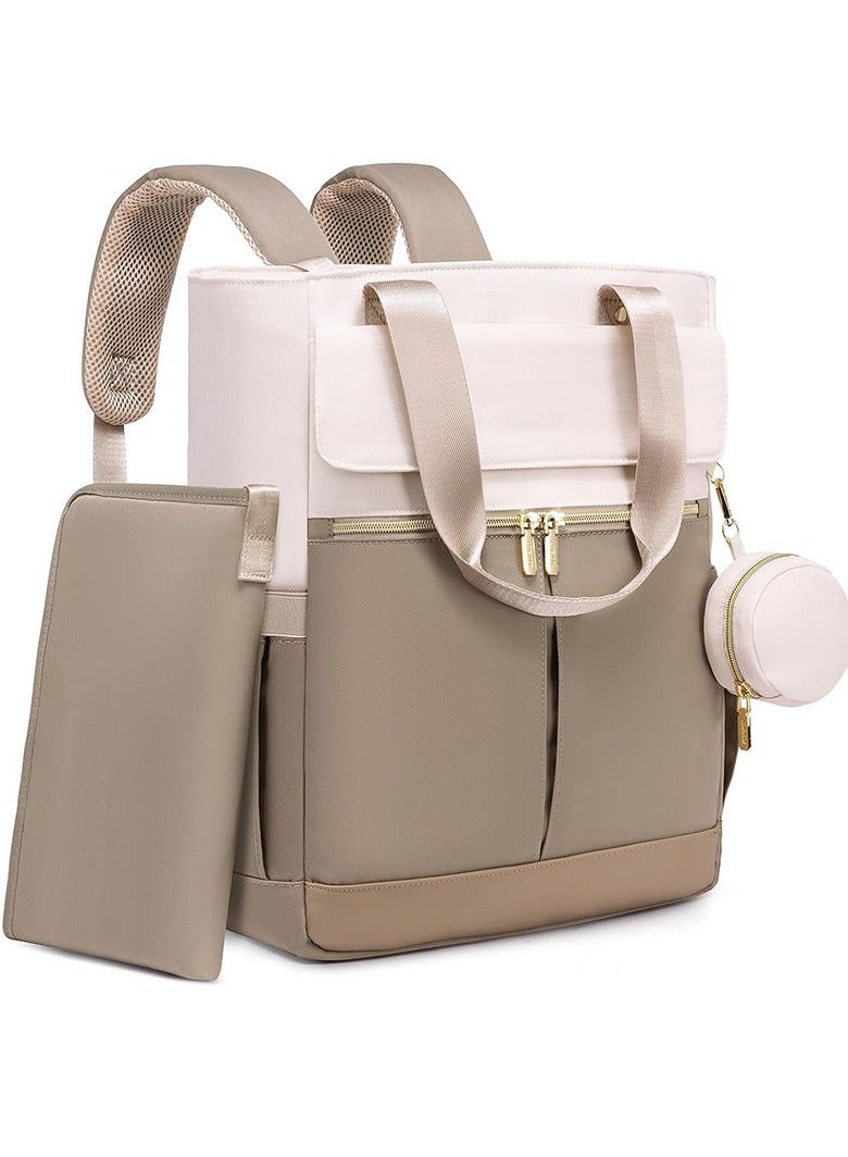 A must-have for mums and babies on the go! Large capacity lightweight nappy tote / backpack with multiple compartments + portable design. - Image 1