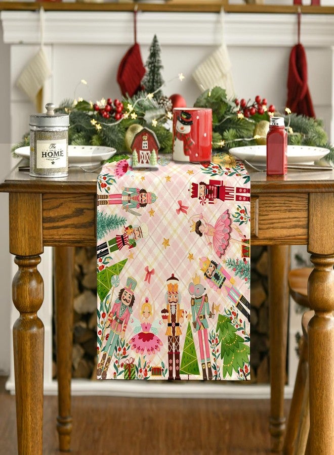 Yarcooly Pink Nutcracker Christmas Table Runner Pink Nutcracker Table Cover New Year Winter Xmas Decor Nutcracker Christmas Decorations for Home Party-108 Inch - Image 5