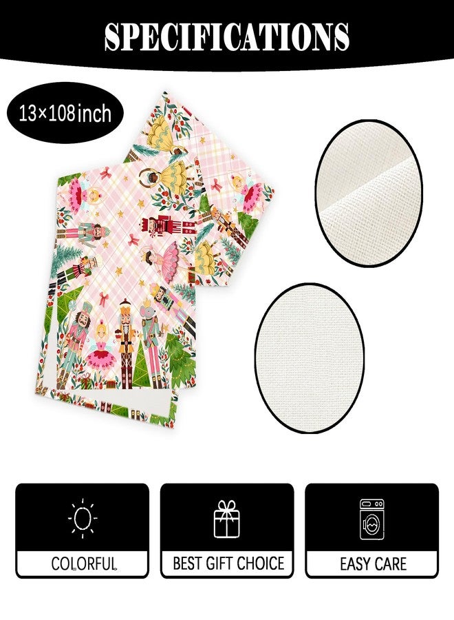 Yarcooly Pink Nutcracker Christmas Table Runner Pink Nutcracker Table Cover New Year Winter Xmas Decor Nutcracker Christmas Decorations for Home Party-108 Inch - Image 2