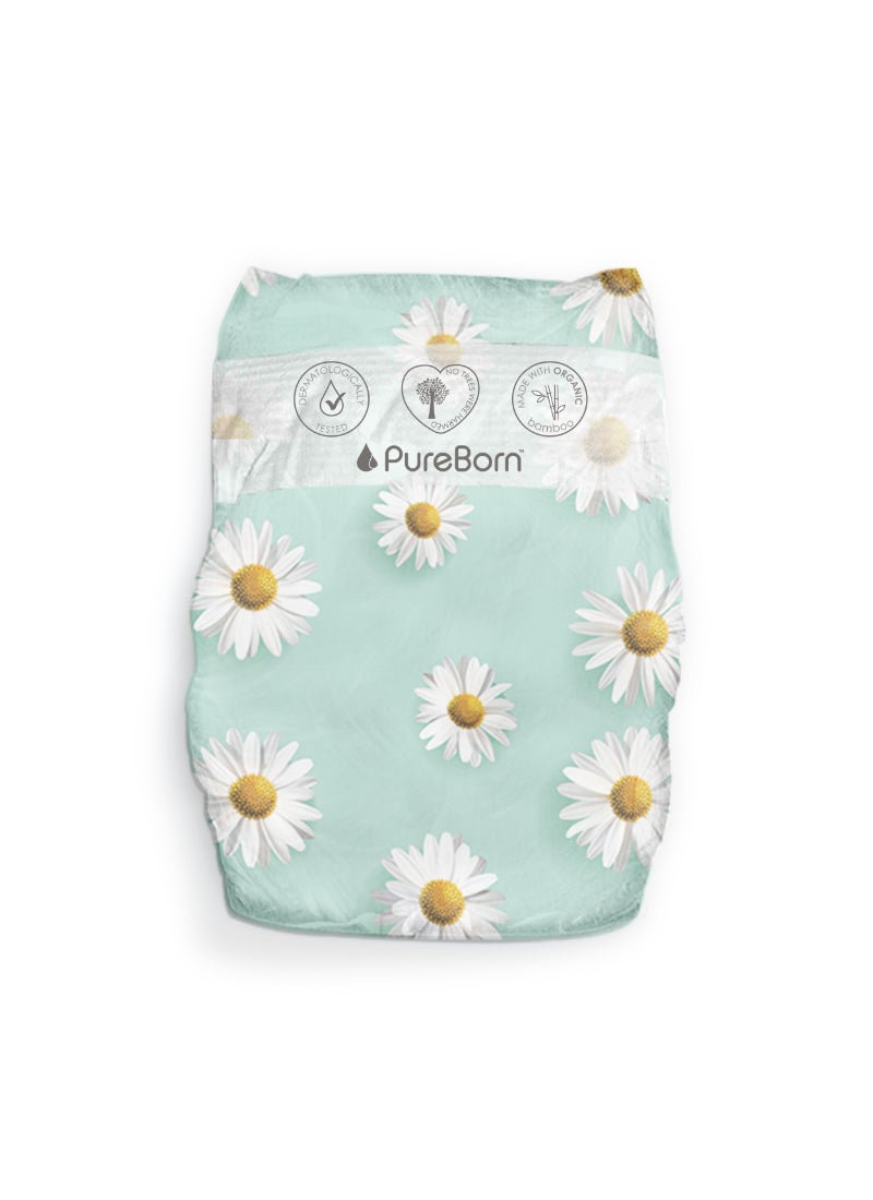 PureBorn Organic Diapers Size-1 Upto 5kg Master Value Pack Daisy Print 136 Diapers - Image 2