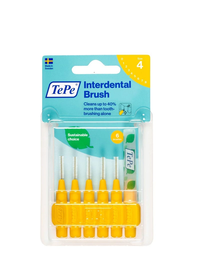TePe Interdental Brush Yellow 0.7mm 6's Size 4
