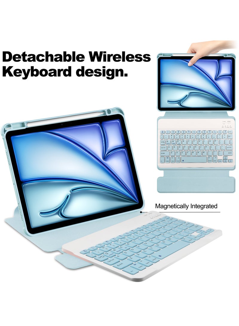 360° Rotating Keyboard Case for iPad Air 11-inch 2024 Edition, Vertical Stand, Magnetic Removable Keyboard, Slim Folio Smart Case with Keyboard