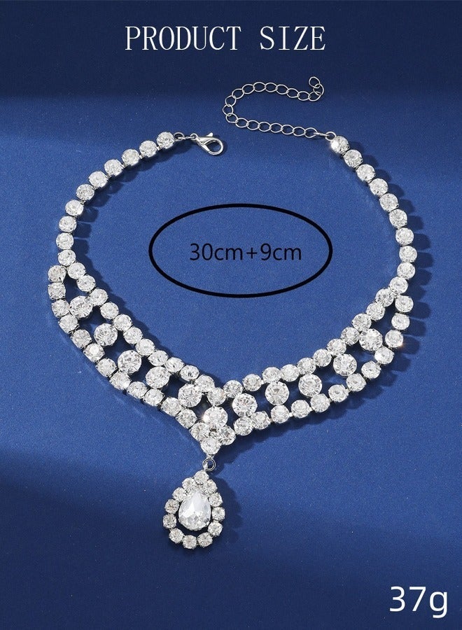 DUNISO Sparkling Rhinestones V Neck Necklace, Bridal Wedding Jewelry, Bridesmaid Party Choker Necklace, Fashion Accessories with a Unique Minimalist Vibe, Jewelry Dress Accessories for Women - Image 4