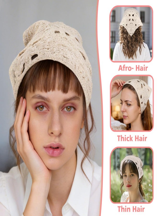 Jeffdad باندانا كروشيه من جيفداد للنساء، وشاح رأس أنيق من الكروشيه، عصابة رأس بوهيمية مصنوعة يدويًا، وشاح رأس ناعم ومريح للارتداء اليومي - Image 5