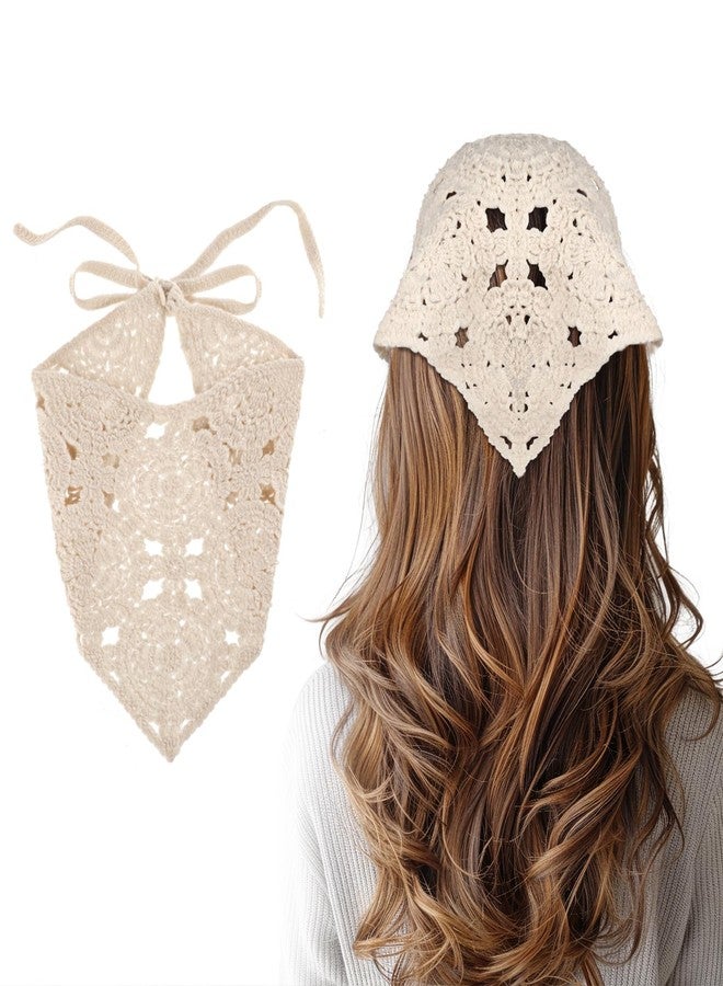 Jeffdad باندانا كروشيه من جيفداد للنساء، وشاح رأس أنيق من الكروشيه، عصابة رأس بوهيمية مصنوعة يدويًا، وشاح رأس ناعم ومريح للارتداء اليومي - Image 1