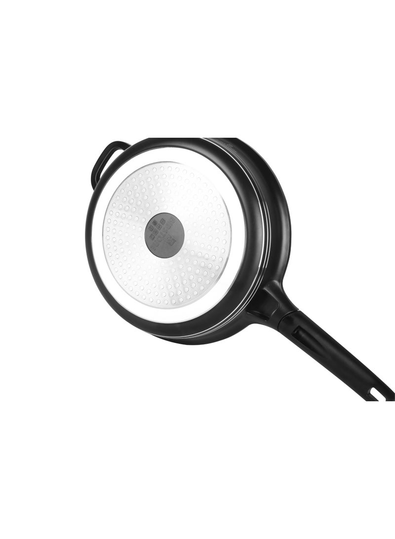 Bidstone 28cm Premium Granite Frying Pan with Lid – Nonstick Multi-Layer Coating | Stay-Cool Handle & Hanging Loop | Sleek Black Finish - Image 4