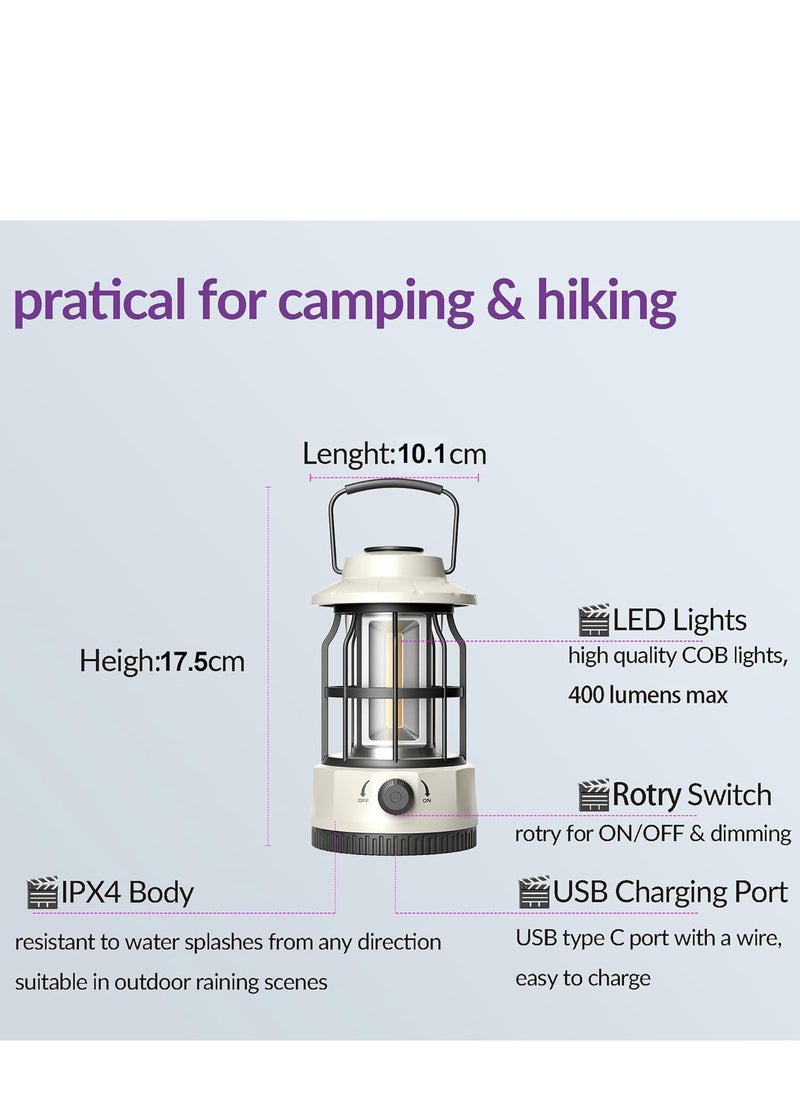 Generic Rechargeable USB Camping Lantern, Stepless Dimmer Metal Retro LED Light, Waterproof Hanging Vintage Tent Lamp for Hiking, Fishing & Emergencies  - Image 5