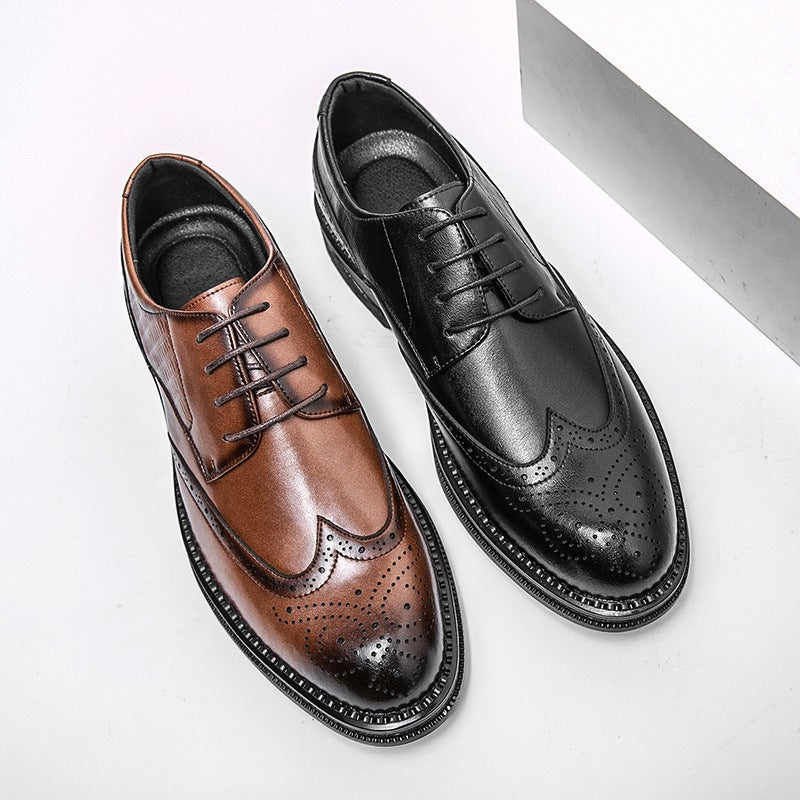 Men'S Shoes, British Derby Shoes, Height-Increasing Shoes For The Groom, Wedding, Business, Formal Wear, Casual Leather Shoes, Models, Men'S Fashionable And Versatile Shoes - Image 2