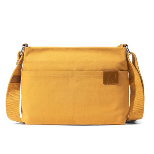 DailyObjects Unisex All Sunday Sling Crossbody Bag |Cotton Canvas Purse With Slip Pockets | Zip Closure | Storage Space For Essentials | Relaxed and Functional Shoulder Handbag | Handcrafted Mustard - Image 1