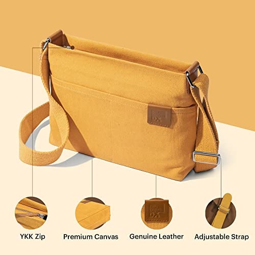 DailyObjects Unisex All Sunday Sling Crossbody Bag |Cotton Canvas Purse With Slip Pockets | Zip Closure | Storage Space For Essentials | Relaxed and Functional Shoulder Handbag | Handcrafted Mustard - Image 2