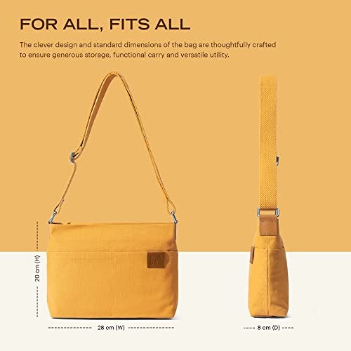 DailyObjects Unisex All Sunday Sling Crossbody Bag |Cotton Canvas Purse With Slip Pockets | Zip Closure | Storage Space For Essentials | Relaxed and Functional Shoulder Handbag | Handcrafted Mustard - Image 4