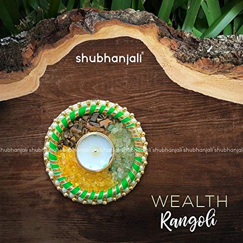 Shubhanjali Shubhanjali Wealth Chips Tea Light Candle for Festival Home Decor Decorative Candles Plate for Ganpathi Diwali Navratri Decoration Items Cryatal Chips Stone Diya for Luck and Prosperity  - Image 3