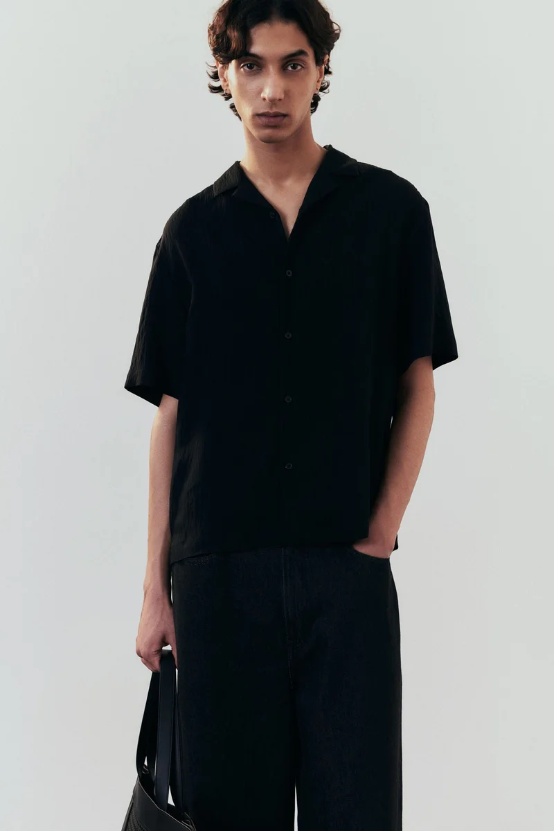 H&M Loose Fit Crinkled resort shirt